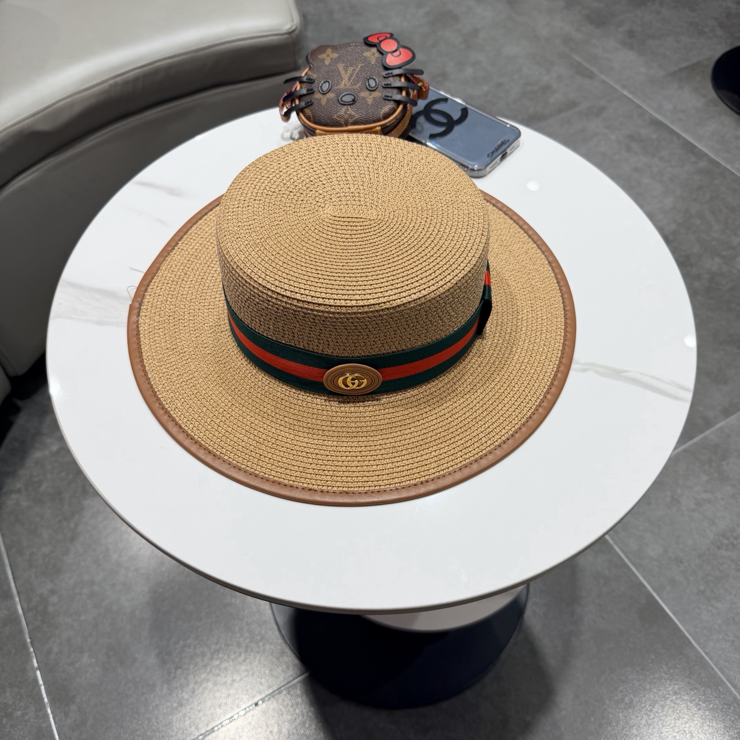 Gucci古奇新款平顶草帽，帽型超赞