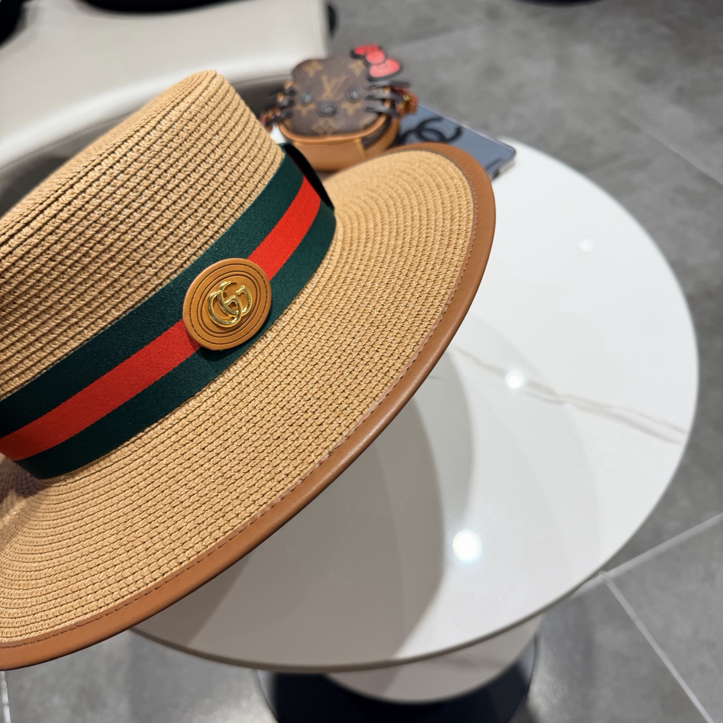 Gucci古奇新款平顶草帽，帽型超赞