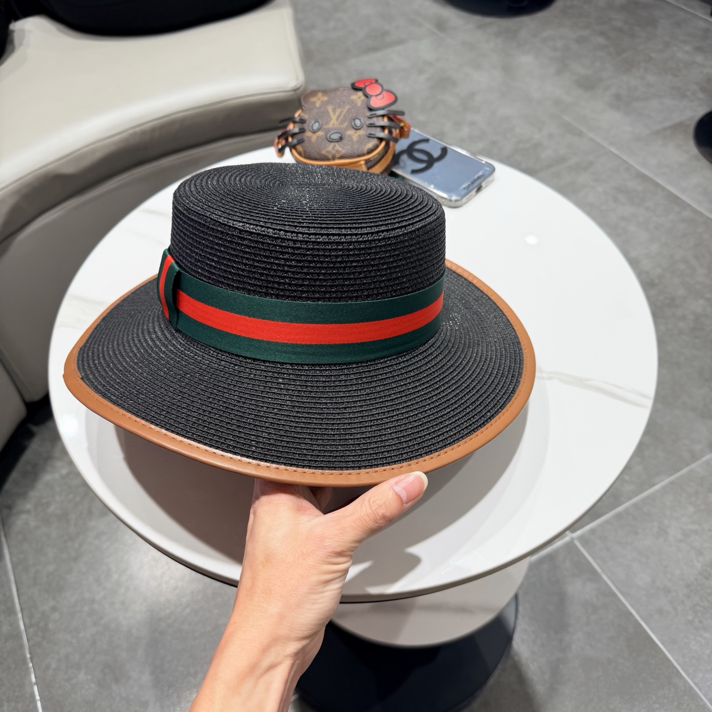 Gucci古奇新款平顶草帽，帽型超赞