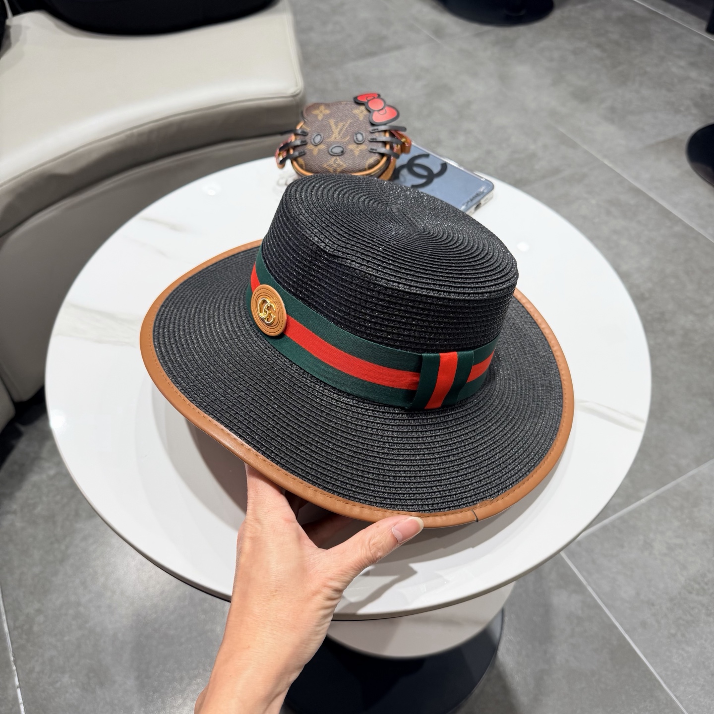 Gucci古奇新款平顶草帽，帽型超赞