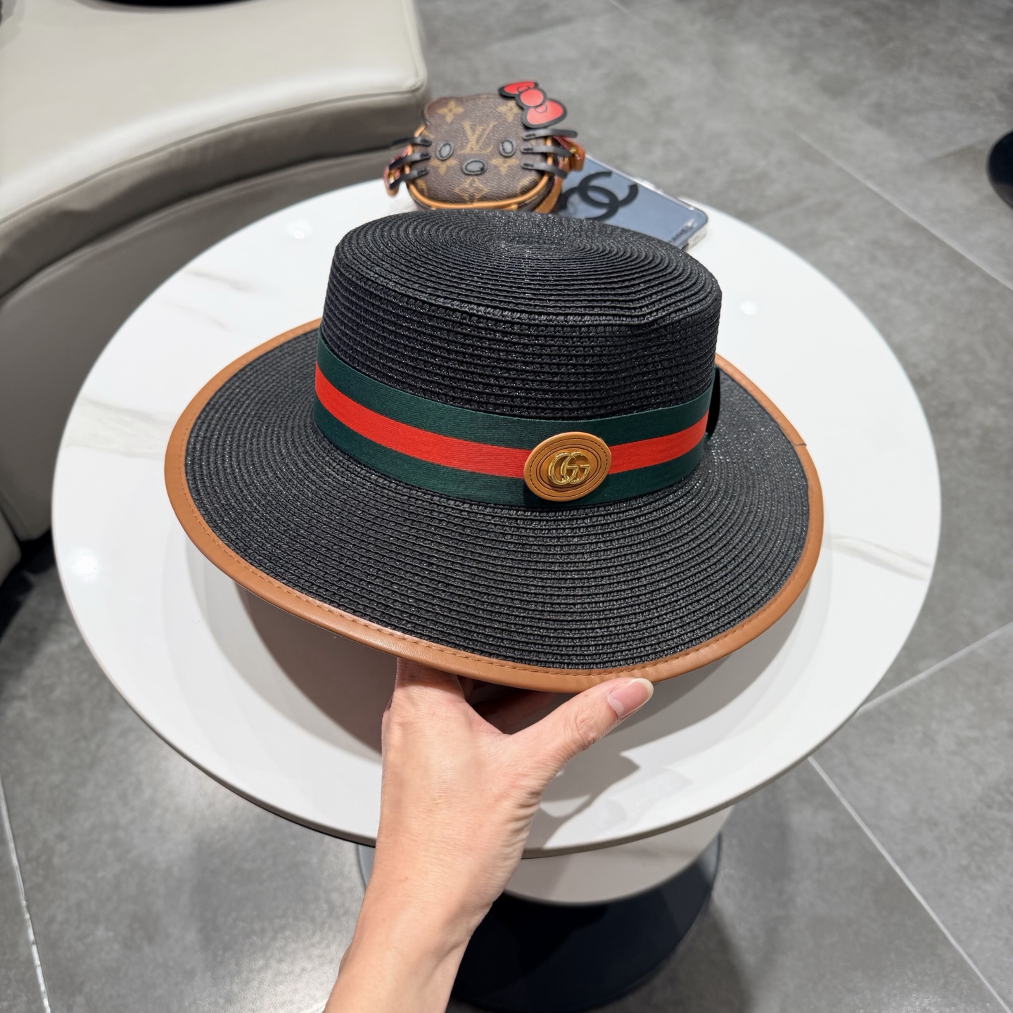 Gucci古奇新款平顶草帽，帽型超赞