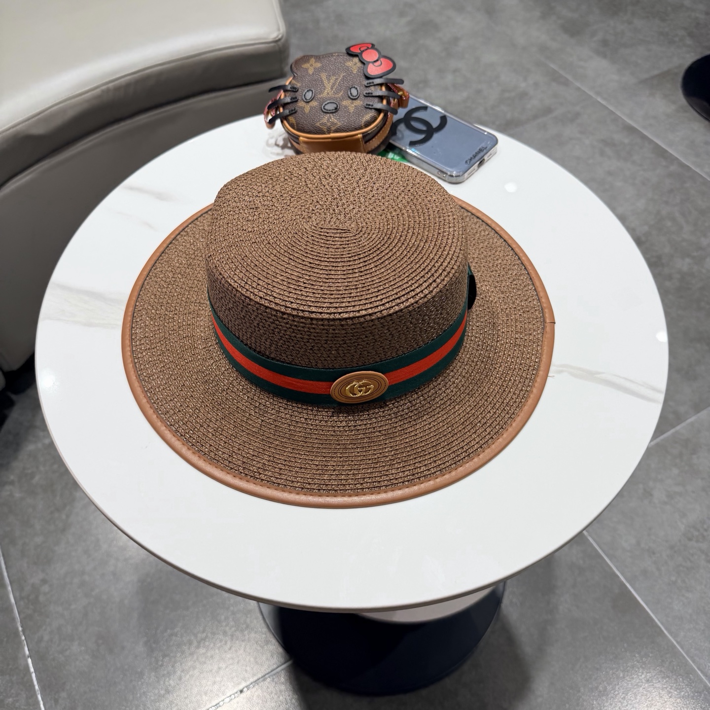 Gucci古奇新款平顶草帽，帽型超赞