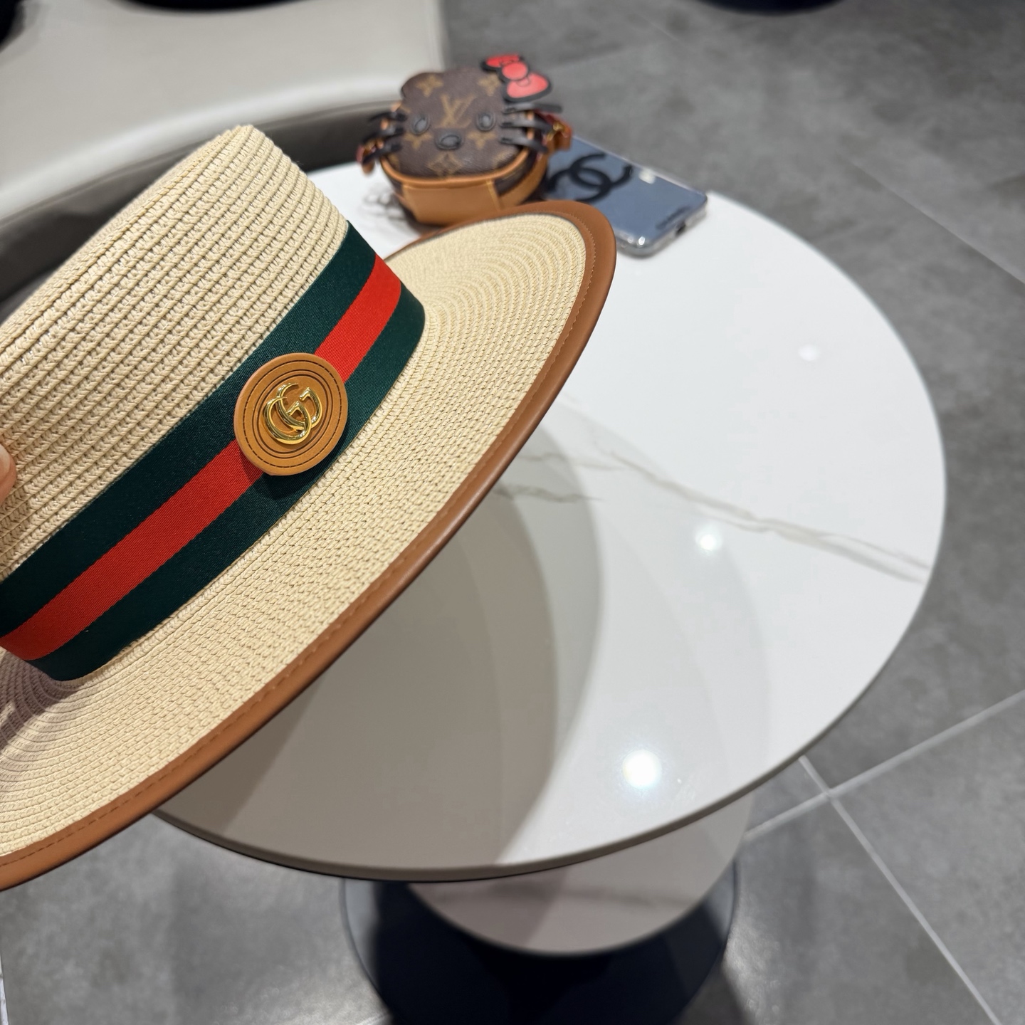 Gucci古奇新款平顶草帽，帽型超赞