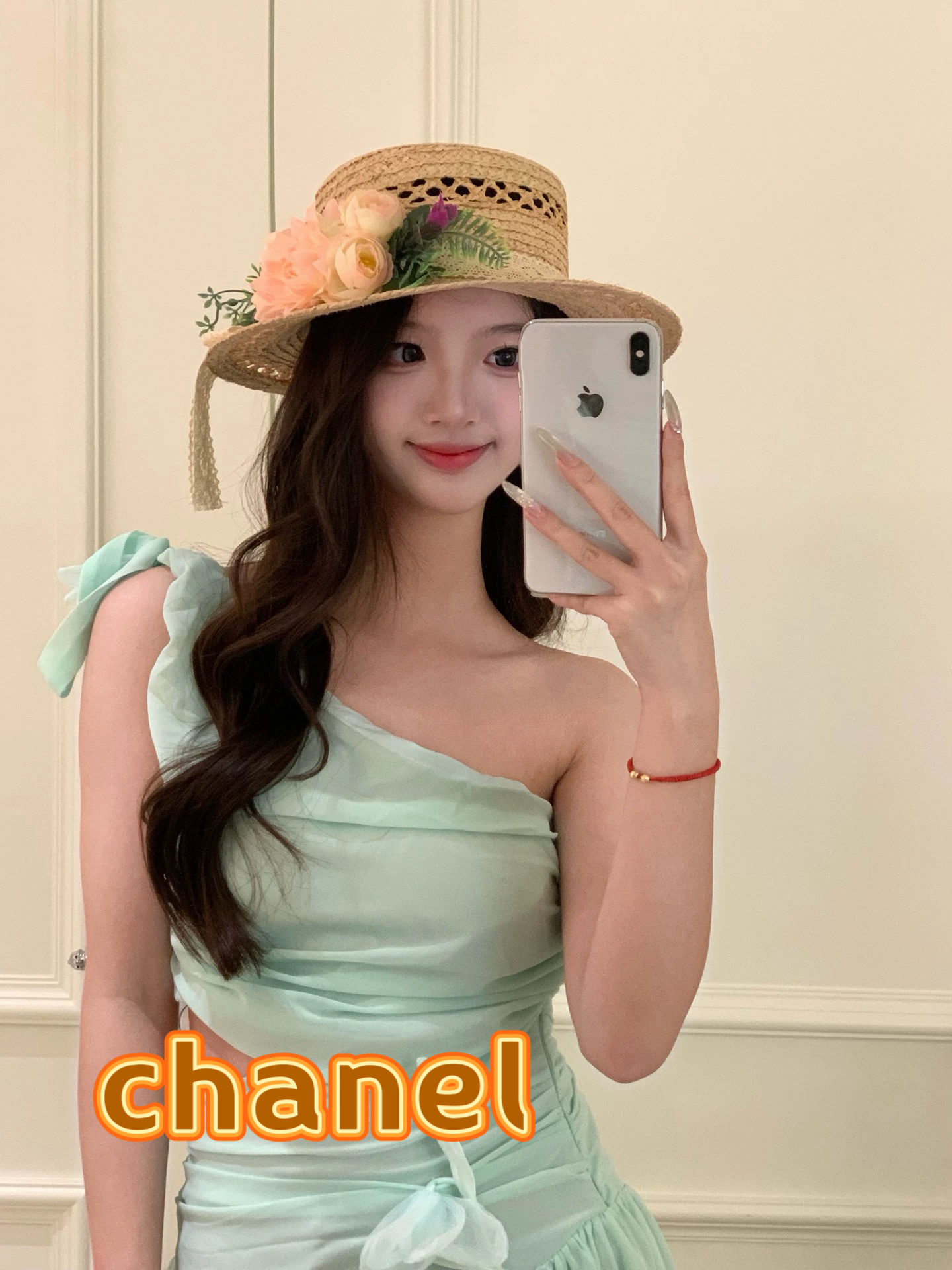 Chanel香奈儿法式立体花朵镂空编织草帽女春夏季海边度假风防晒遮阳帽子
