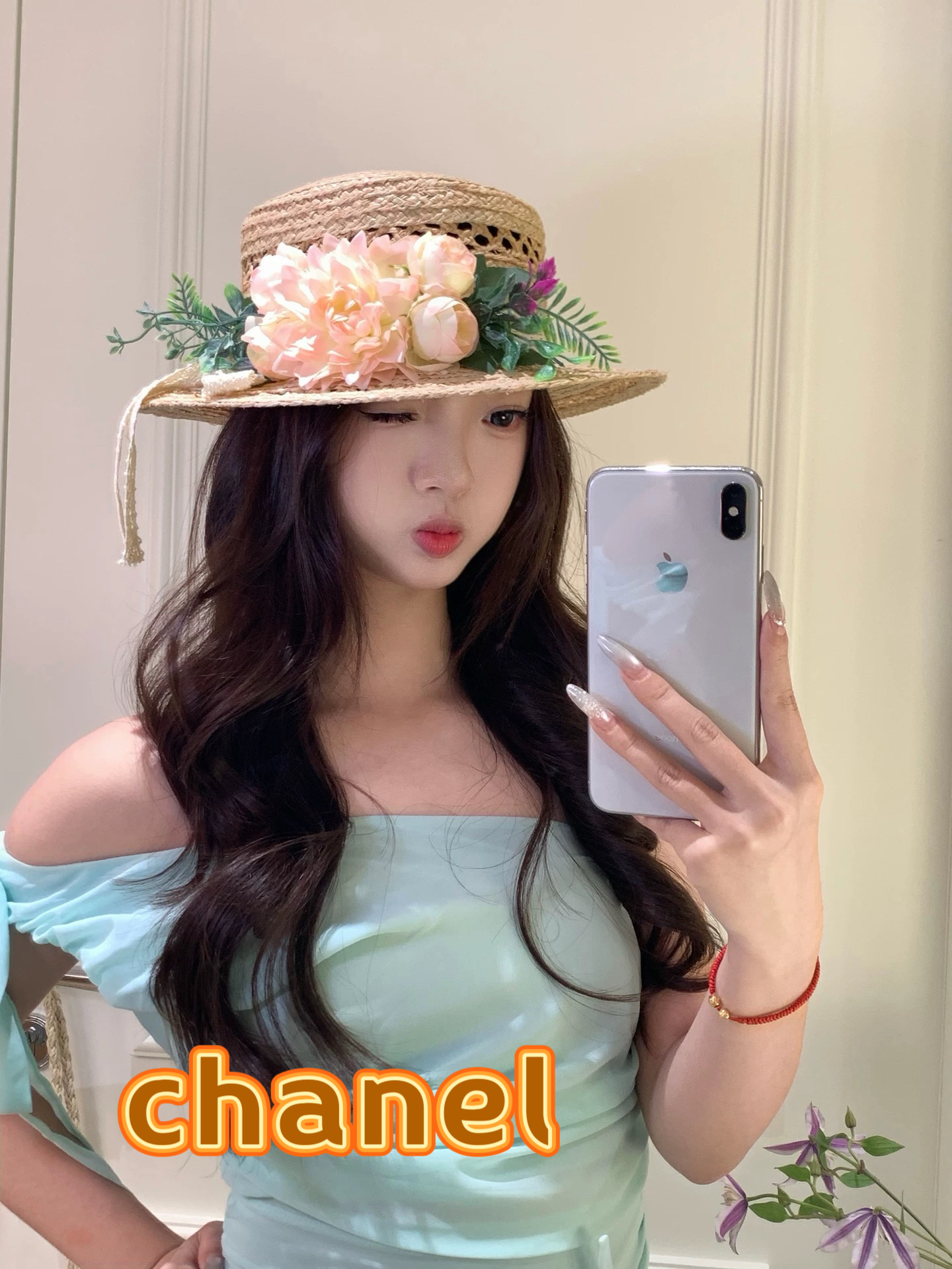 Chanel香奈儿法式立体花朵镂空编织草帽女春夏季海边度假风防晒遮阳帽子
