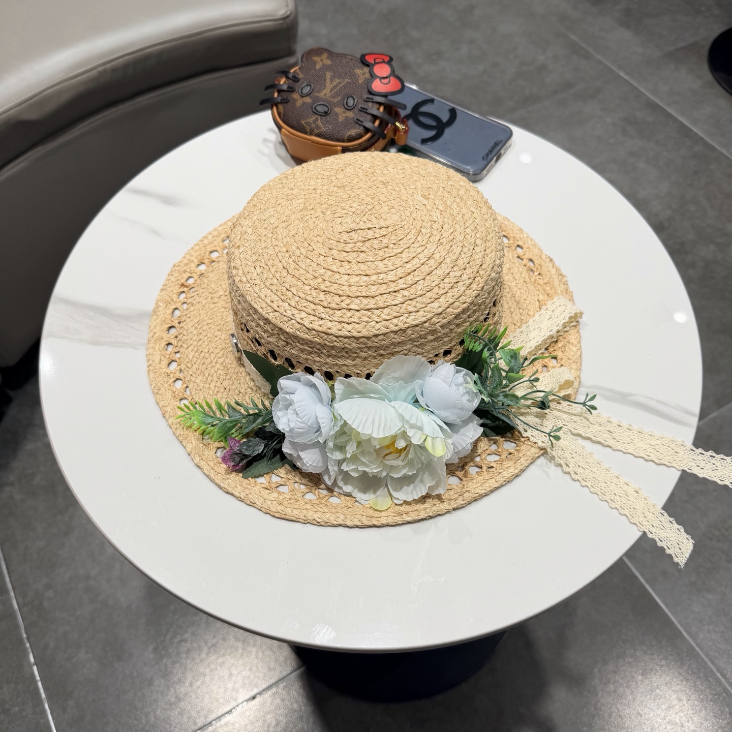 Chanel香奈儿法式立体花朵镂空编织草帽女春夏季海边度假风防晒遮阳帽子