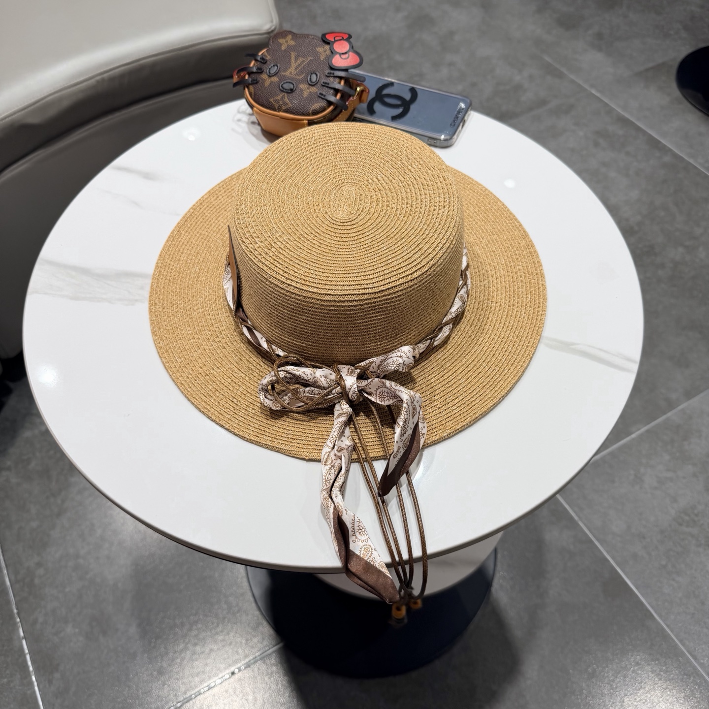 Hermes爱马仕新款平顶帽细草盆帽 名媛必备，头围57cm