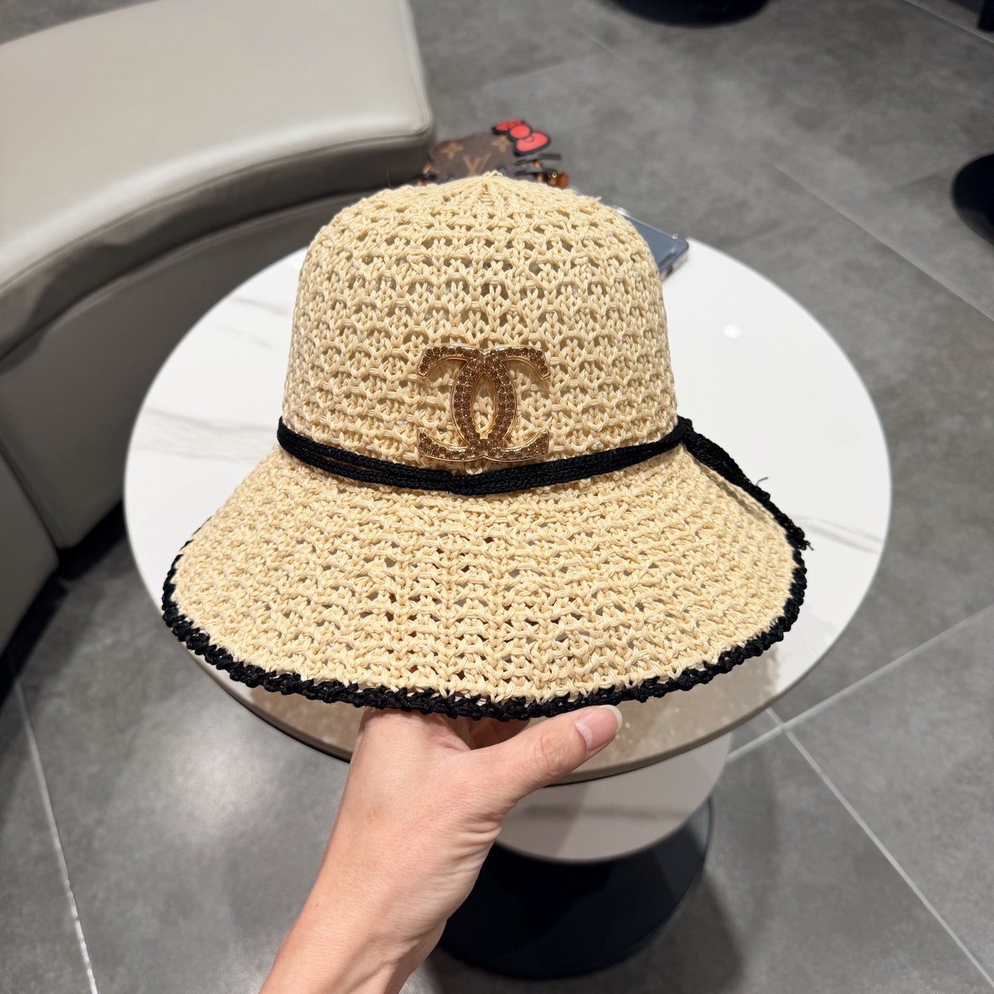 Chanel香奈儿手工编织镂空渔夫帽女2026新款夏季沙滩度假大檐透气