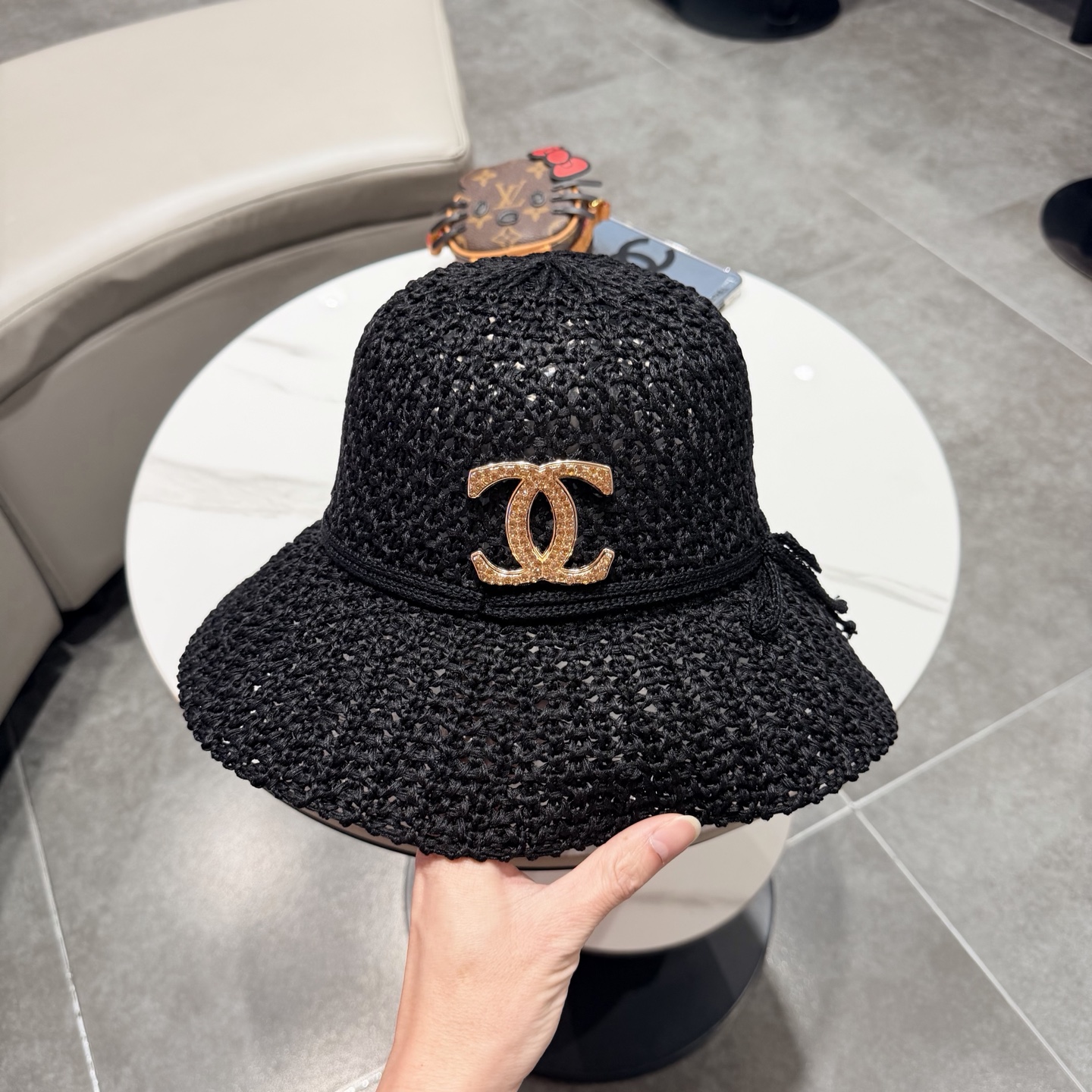 Chanel香奈儿手工编织镂空渔夫帽女2026新款夏季沙滩度假大檐透气
