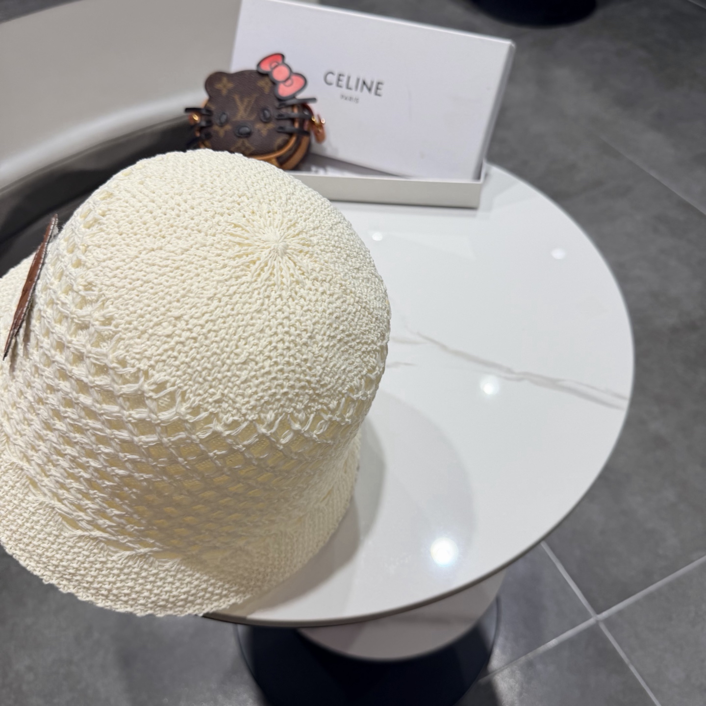 赛琳celine春夏时尚双面戴镂空透气针织渔夫帽韩版街拍经典小众高质感水桶帽