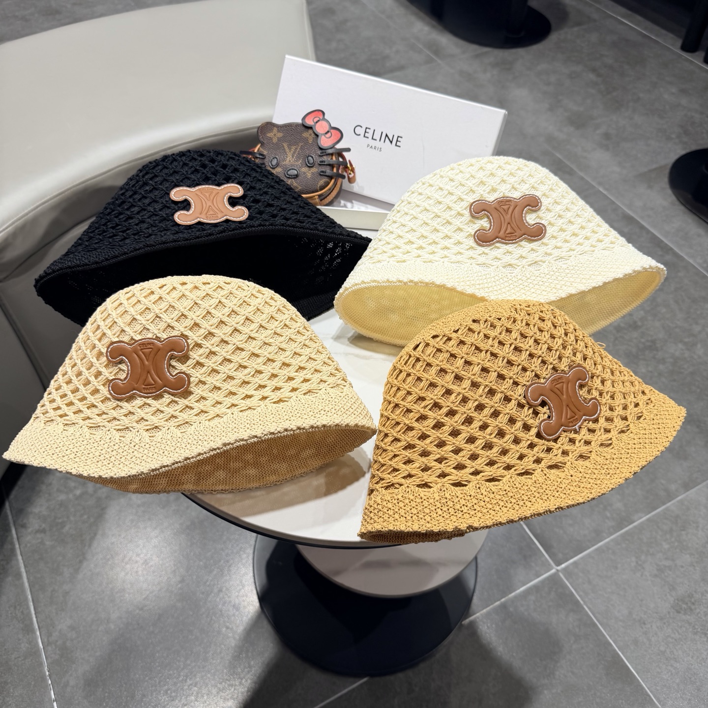 赛琳celine春夏时尚双面戴镂空透气针织渔夫帽韩版街拍经典小众高质感水桶帽