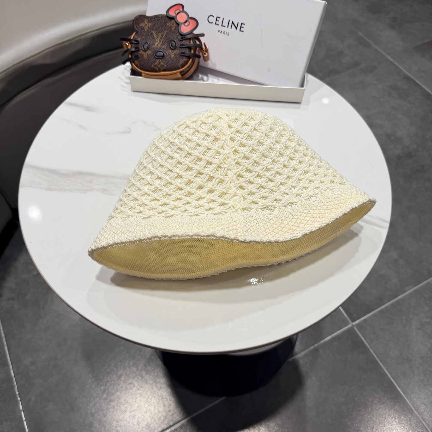 赛琳celine春夏时尚双面戴镂空透气针织渔夫帽韩版街拍经典小众高质感水桶帽
