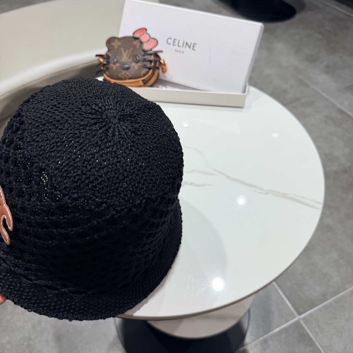 赛琳celine春夏时尚双面戴镂空透气针织渔夫帽韩版街拍经典小众高质感水桶帽