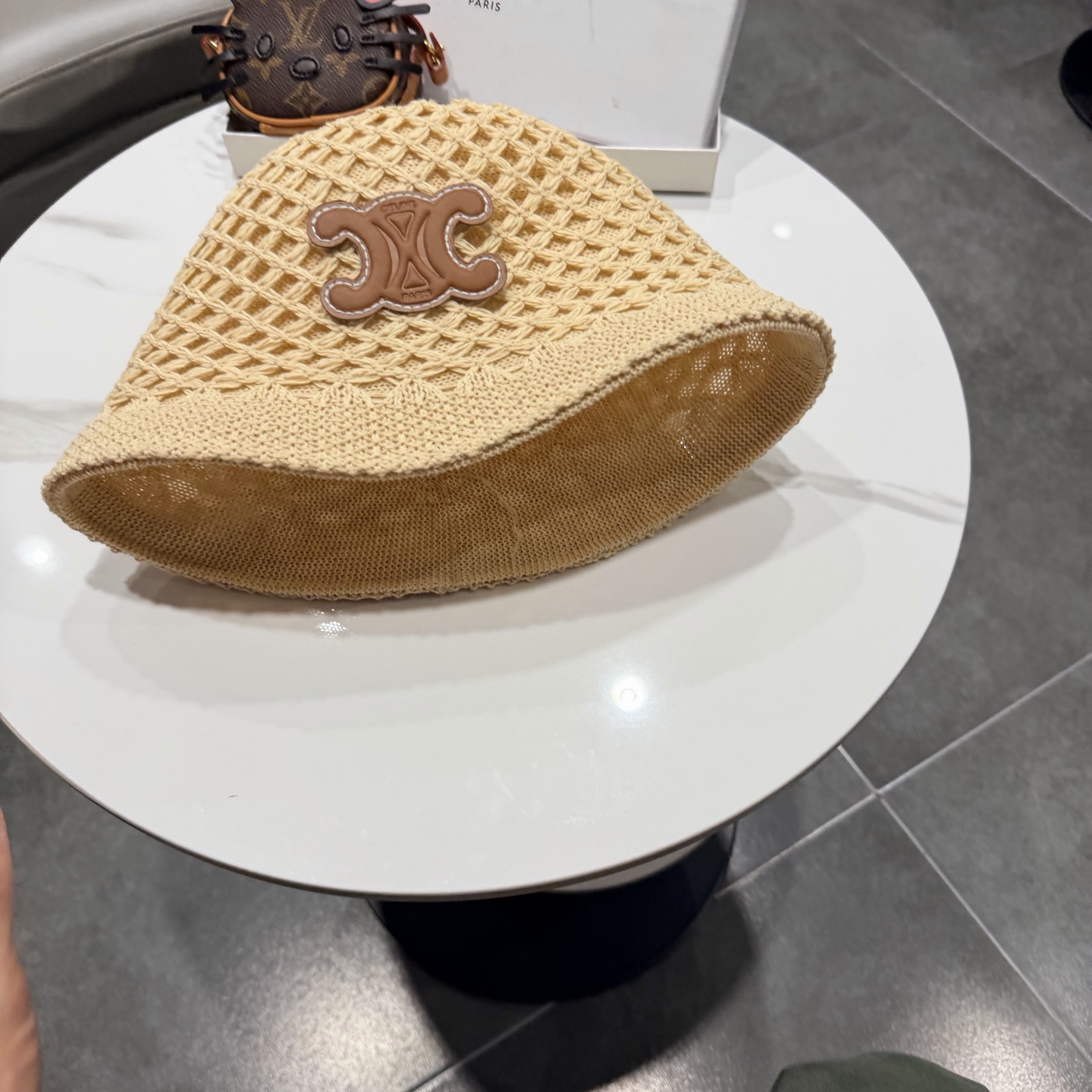 赛琳celine春夏时尚双面戴镂空透气针织渔夫帽韩版街拍经典小众高质感水桶帽