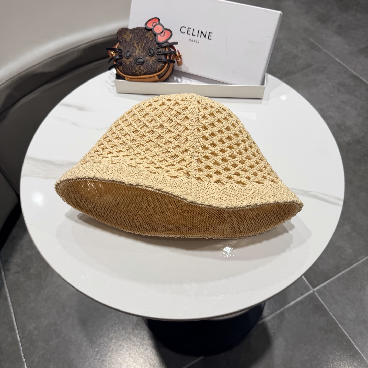赛琳celine春夏时尚双面戴镂空透气针织渔夫帽韩版街拍经典小众高质感水桶帽