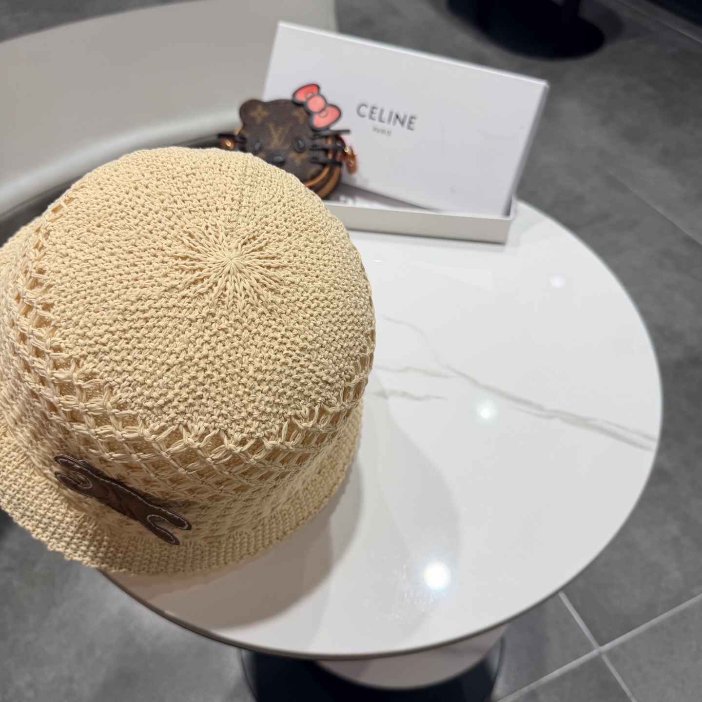 赛琳celine春夏时尚双面戴镂空透气针织渔夫帽韩版街拍经典小众高质感水桶帽