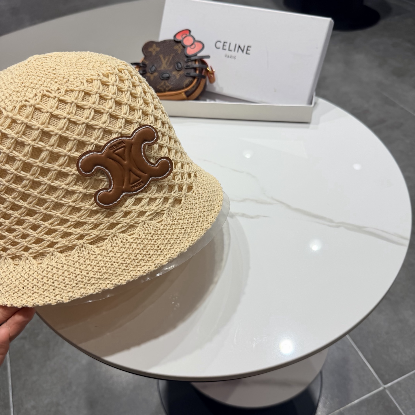 赛琳celine春夏时尚双面戴镂空透气针织渔夫帽韩版街拍经典小众高质感水桶帽