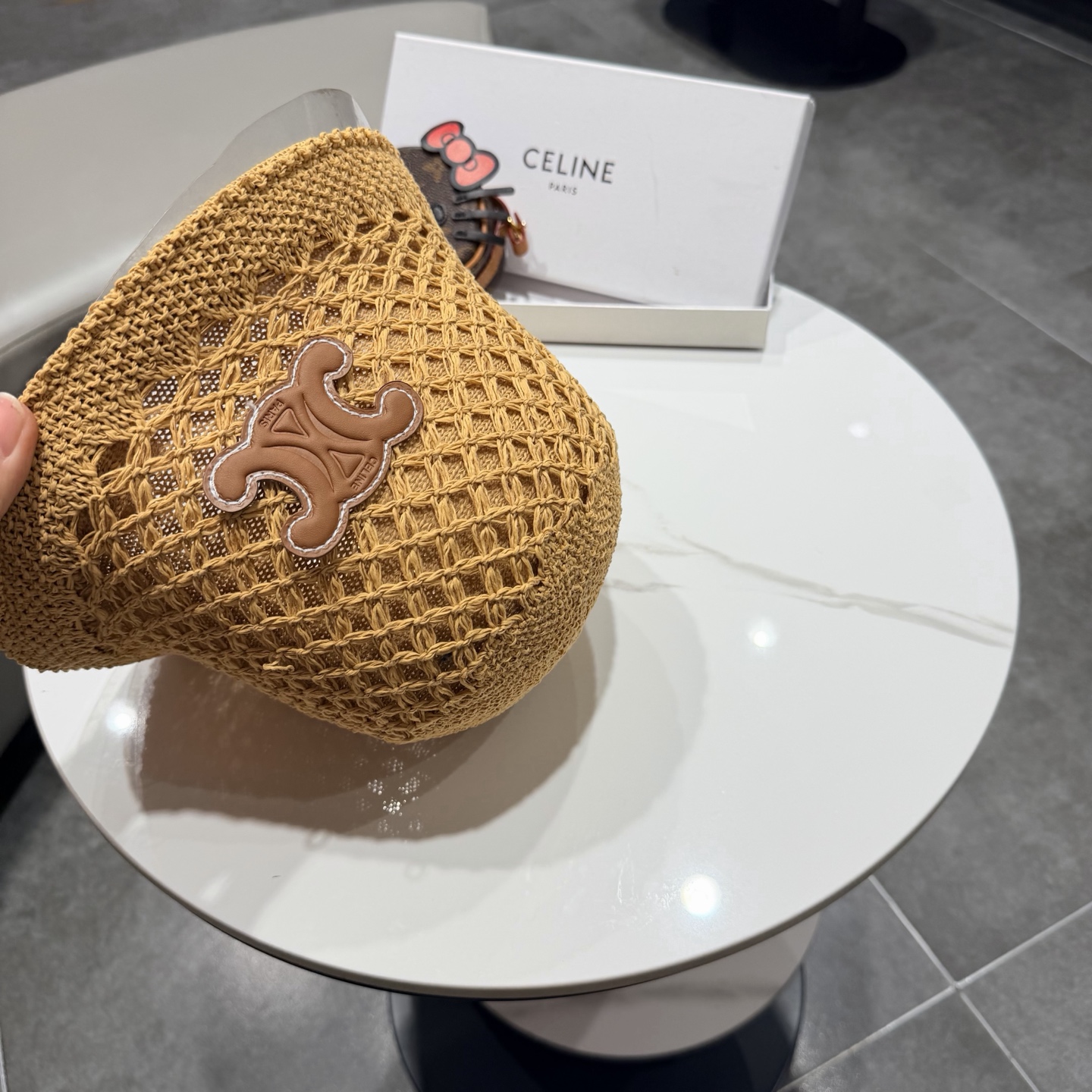 赛琳celine春夏时尚双面戴镂空透气针织渔夫帽韩版街拍经典小众高质感水桶帽