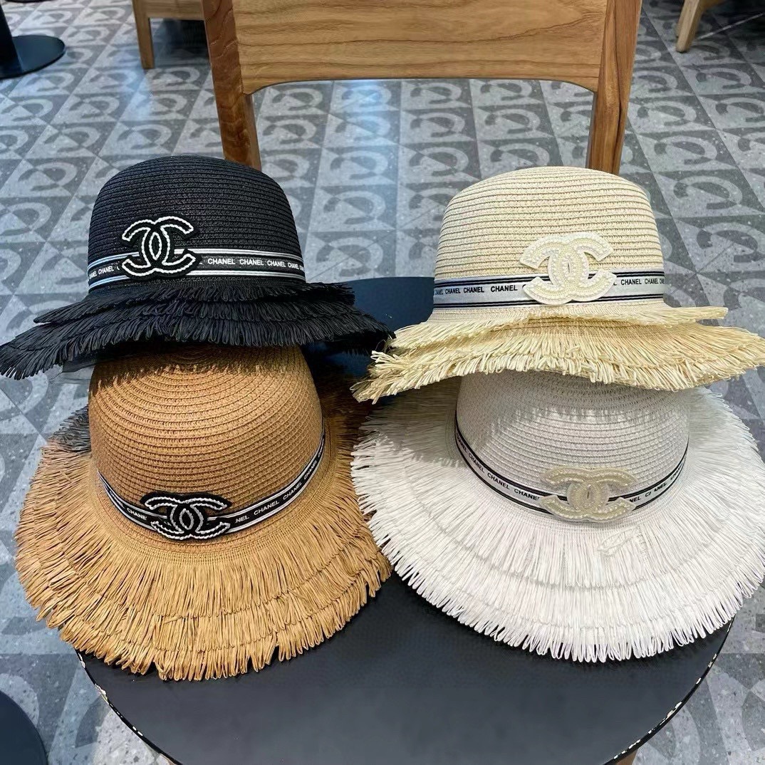【CHANEL香奈儿】新款大牌小香风流苏盆帽草帽 夏天海边首选～新款材质编织而成～质感满分💯