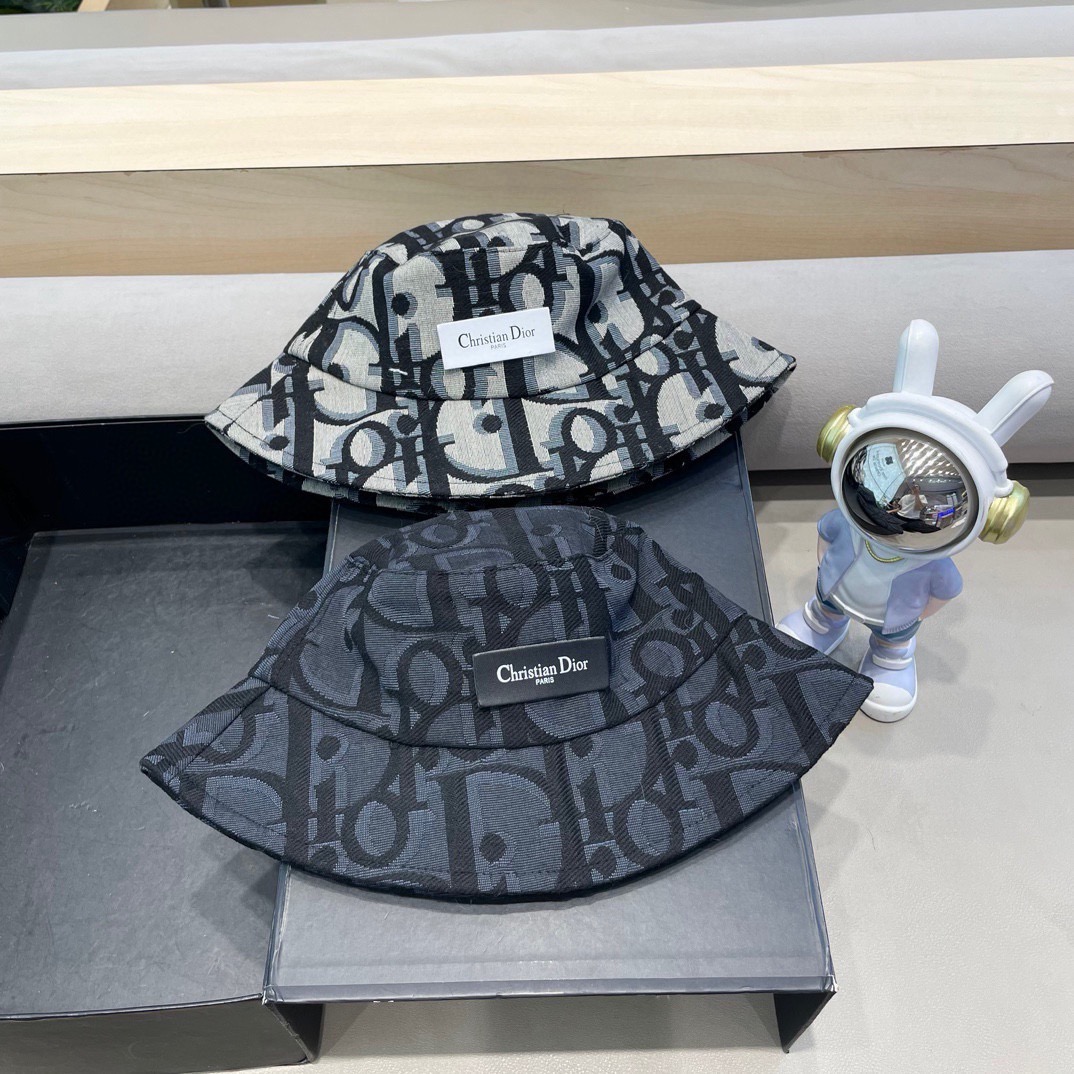 迪奥 Dior字母渔夫帽女夏季新款高级印花盆帽防晒遮阳帽百搭休闲棒球帽