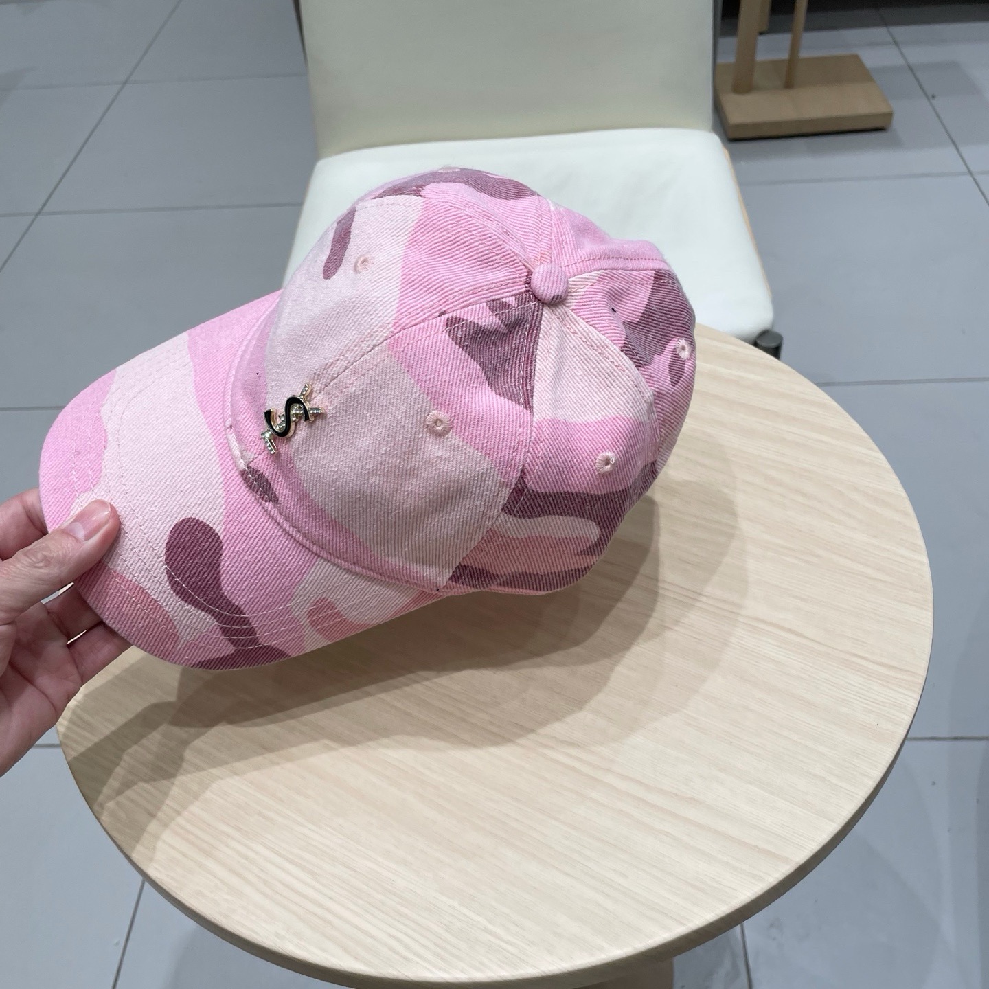 圣罗兰美式甜心辣妹粉色迷彩帽子女秋冬天街头棒球帽时尚潮流宽檐鸭舌帽