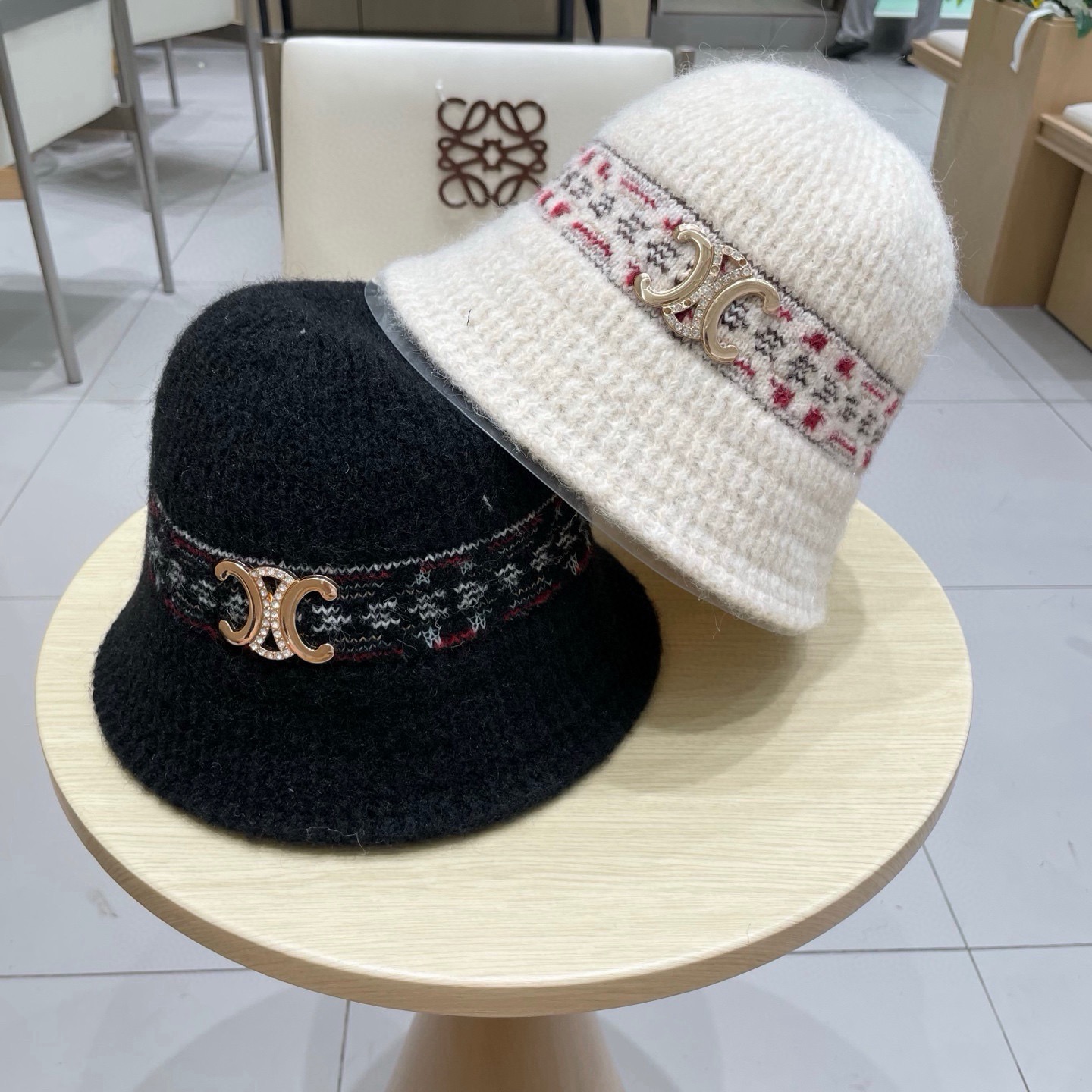 celine塞琳针织渔夫帽大头围毛绒秋冬水桶帽毛线帽大号大码显脸小