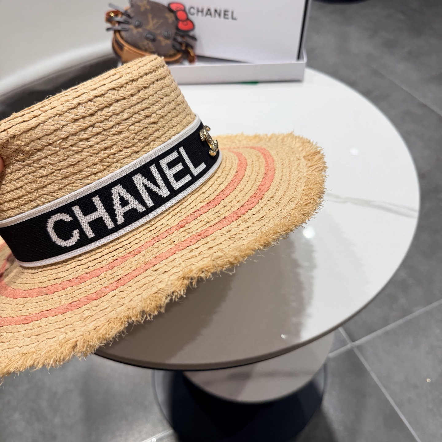 Chanel香奈儿拉菲草帽，头围57cm