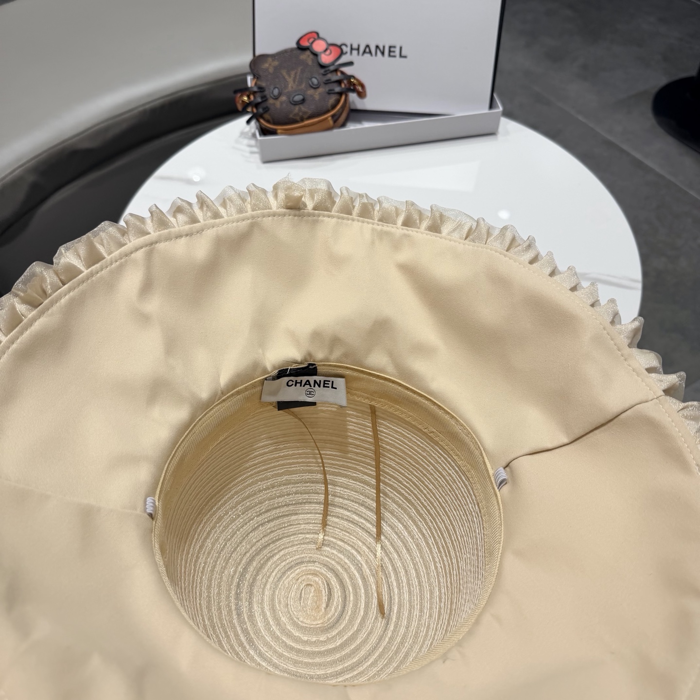 chanel香奈儿朵澜法式复古帽子女网纱赫本草帽折叠草编户外遮阳帽防晒帽紫外线