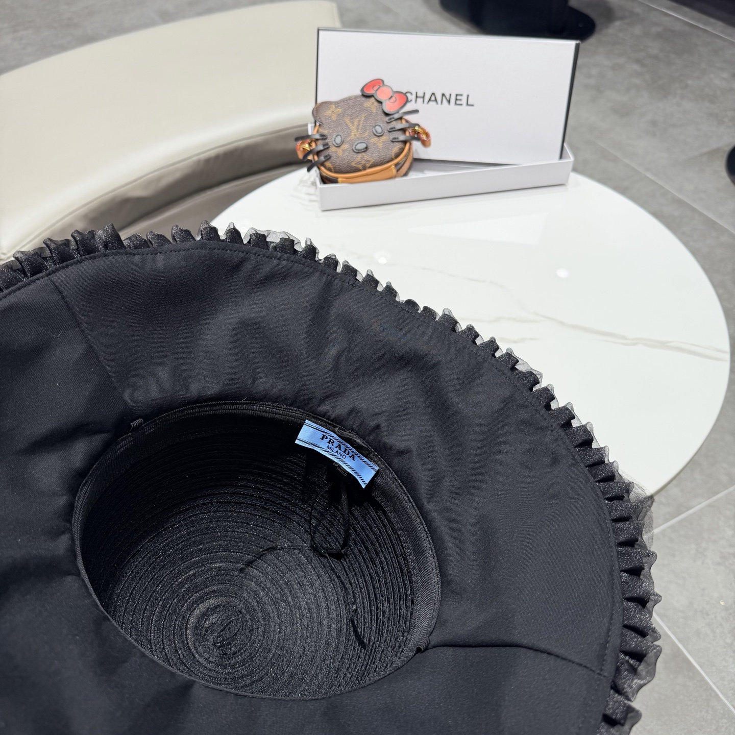 chanel香奈儿朵澜法式复古帽子女网纱赫本草帽折叠草编户外遮阳帽防晒帽紫外线