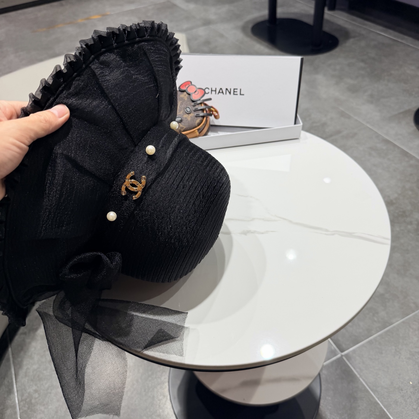 chanel香奈儿朵澜法式复古帽子女网纱赫本草帽折叠草编户外遮阳帽防晒帽紫外线