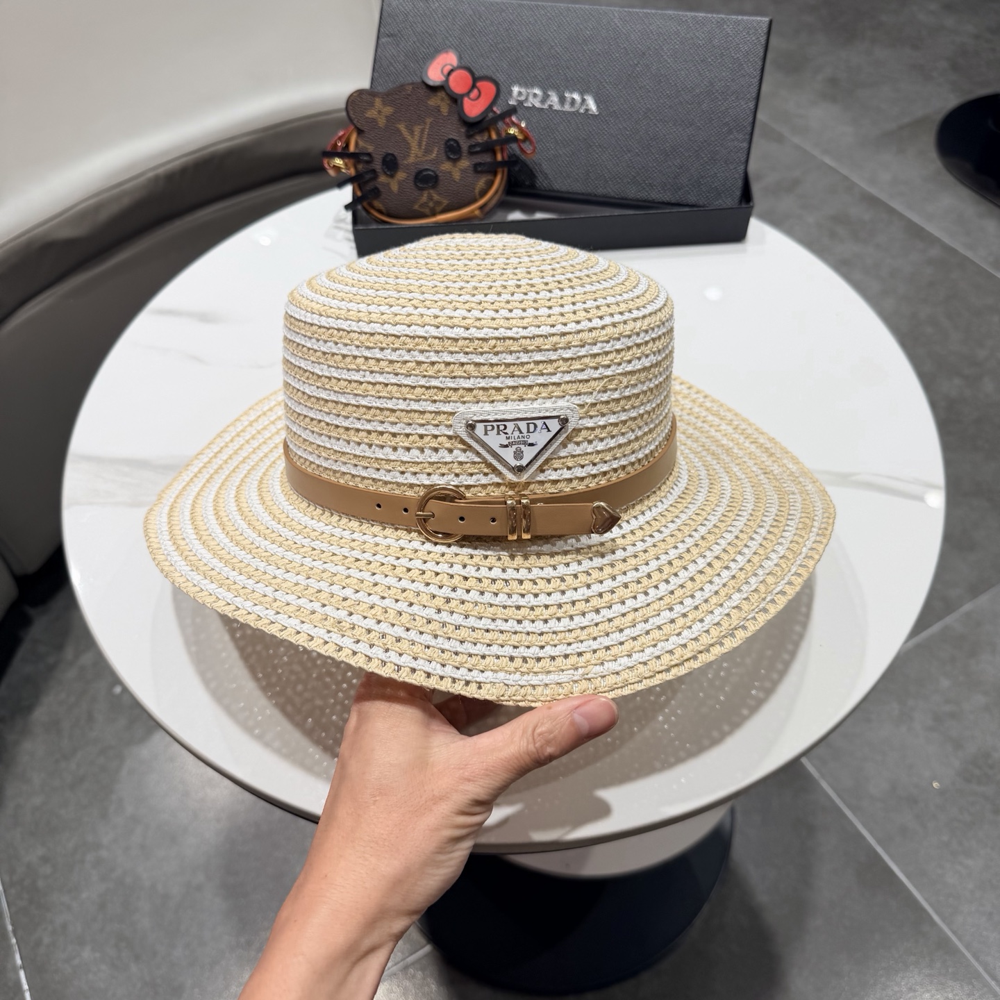 普拉达遮阳帽，遮阳礼帽，沙滩帽，头围57cm