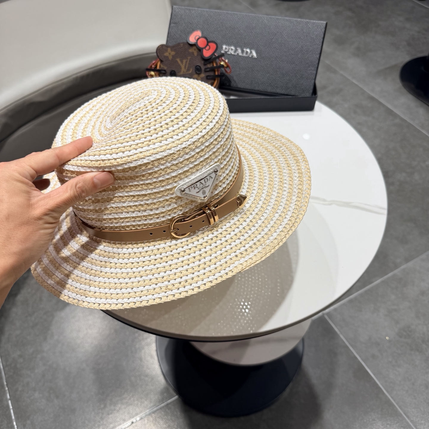 普拉达遮阳帽，遮阳礼帽，沙滩帽，头围57cm