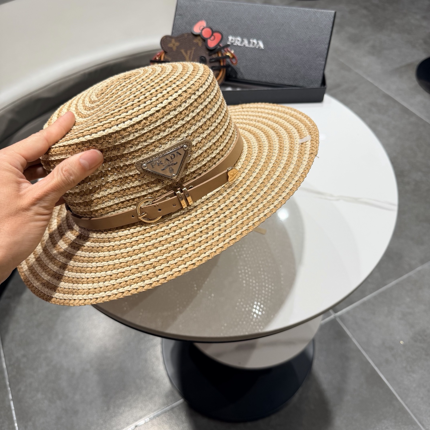 普拉达遮阳帽，遮阳礼帽，沙滩帽，头围57cm