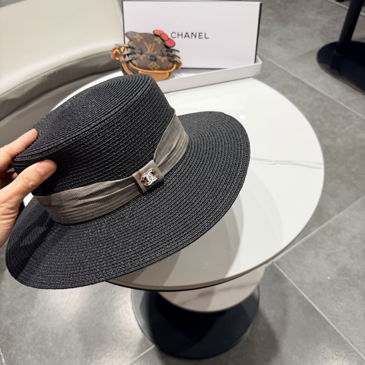 香奈儿新款遮阳帽，平顶礼帽，头围57cm