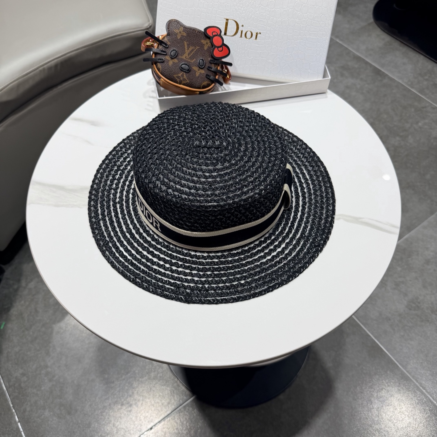 Dior迪奥新款平顶草帽 头围57cm