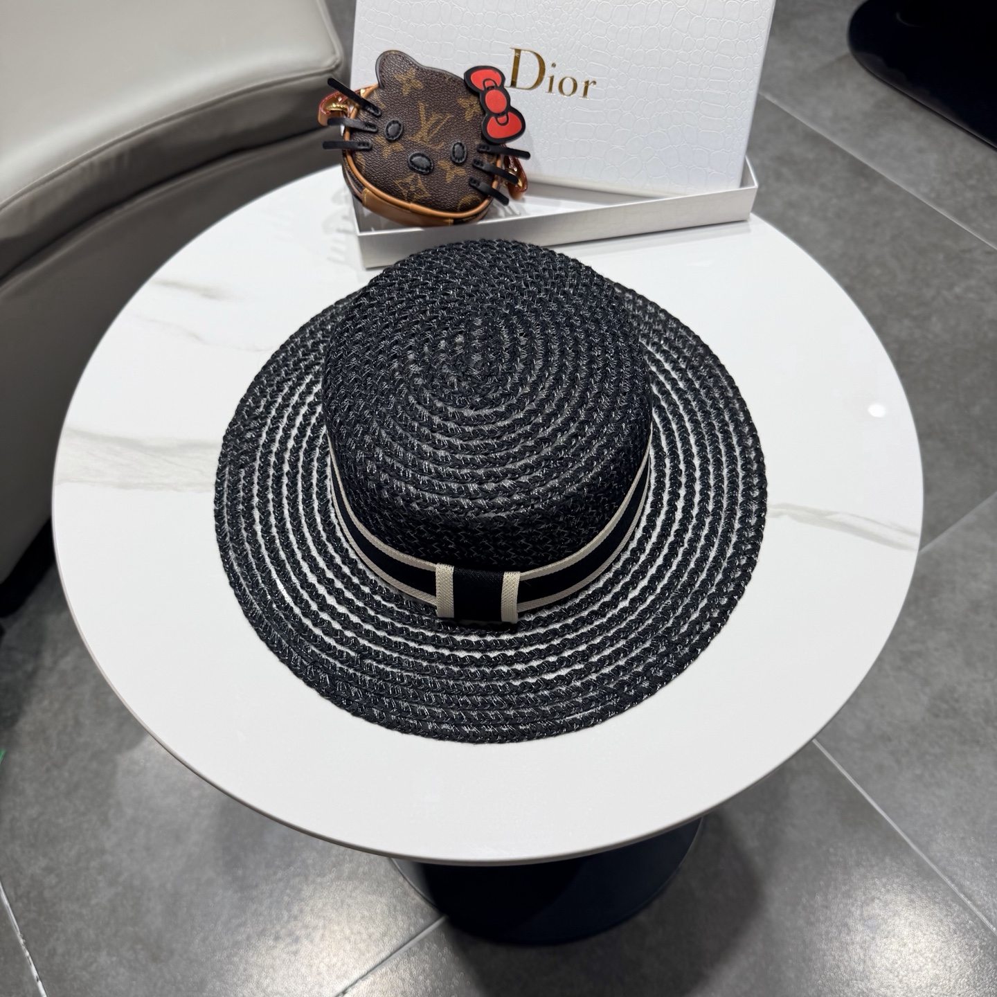 Dior迪奥新款平顶草帽 头围57cm