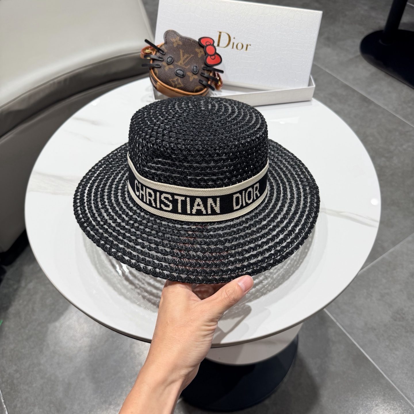 Dior迪奥新款平顶草帽 头围57cm