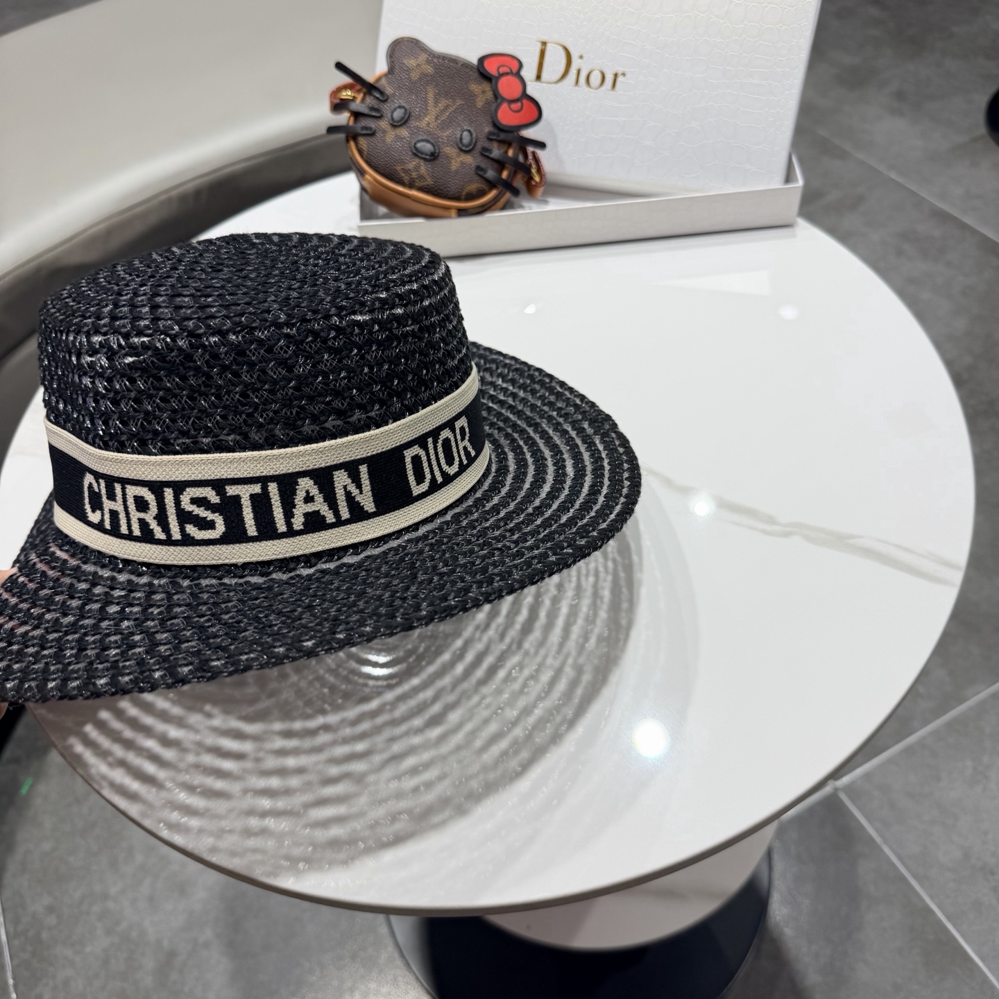 Dior迪奥新款平顶草帽 头围57cm