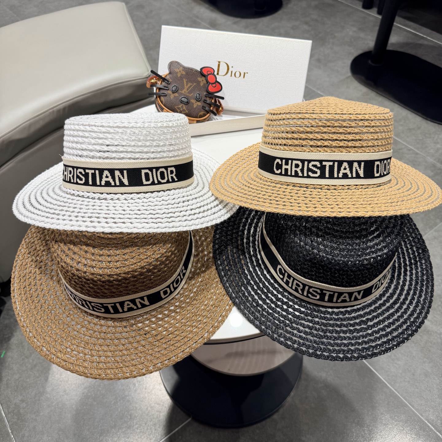Dior迪奥新款平顶草帽 头围57cm