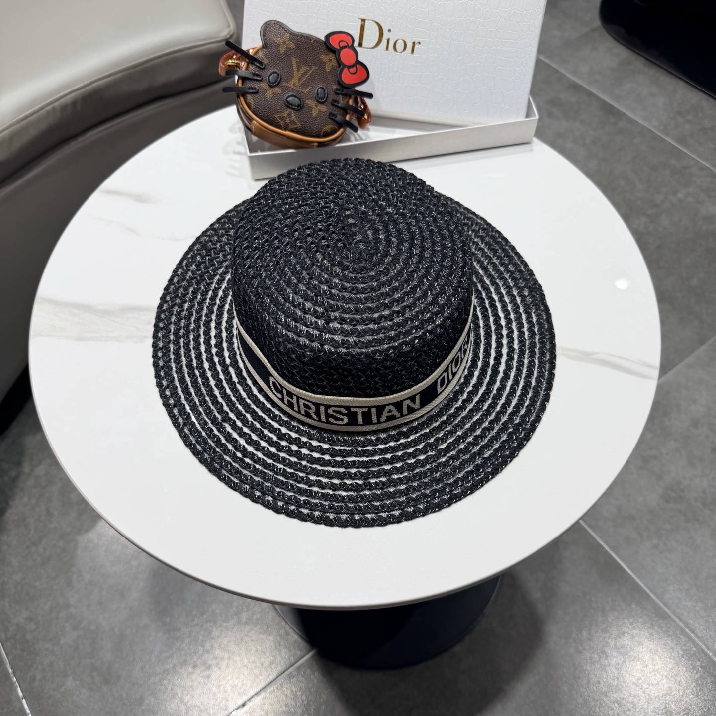 Dior迪奥新款平顶草帽 头围57cm