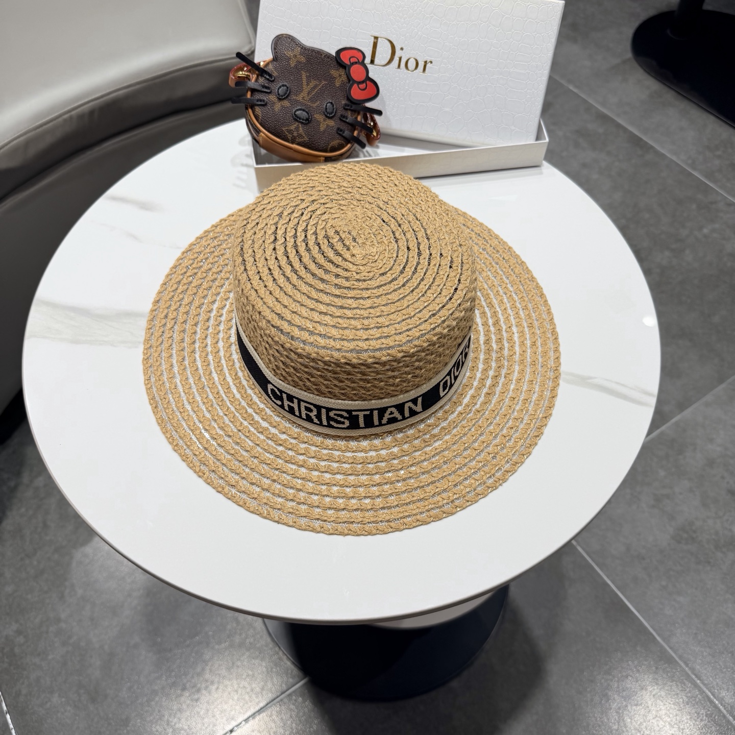 Dior迪奥新款平顶草帽 头围57cm
