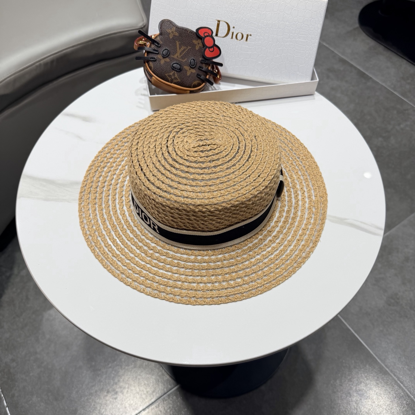 Dior迪奥新款平顶草帽 头围57cm