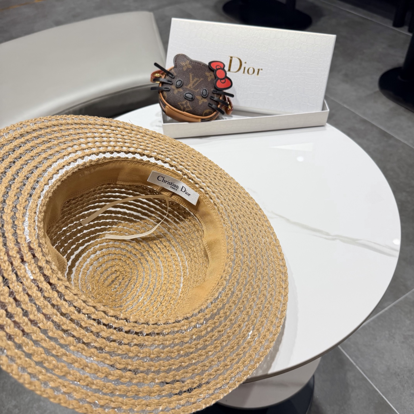 Dior迪奥新款平顶草帽 头围57cm