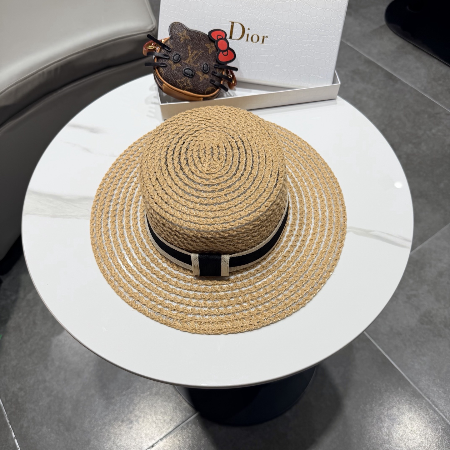Dior迪奥新款平顶草帽 头围57cm