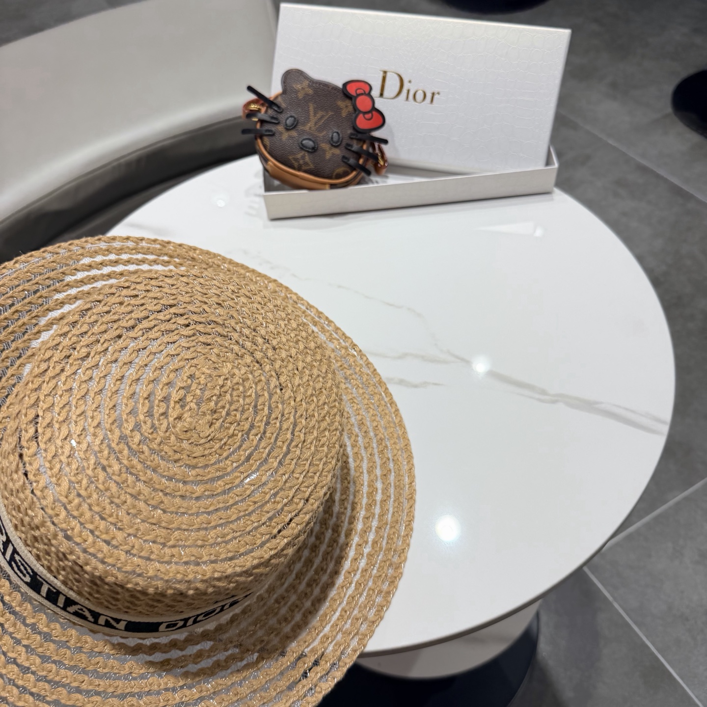 Dior迪奥新款平顶草帽 头围57cm