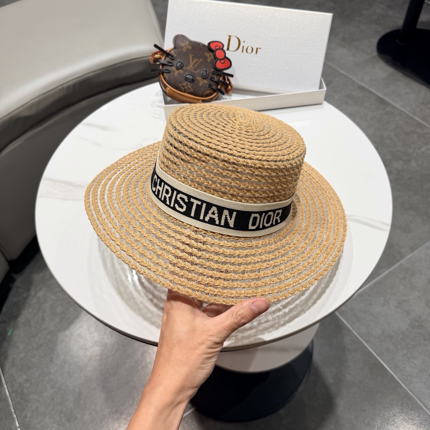Dior迪奥新款平顶草帽 头围57cm