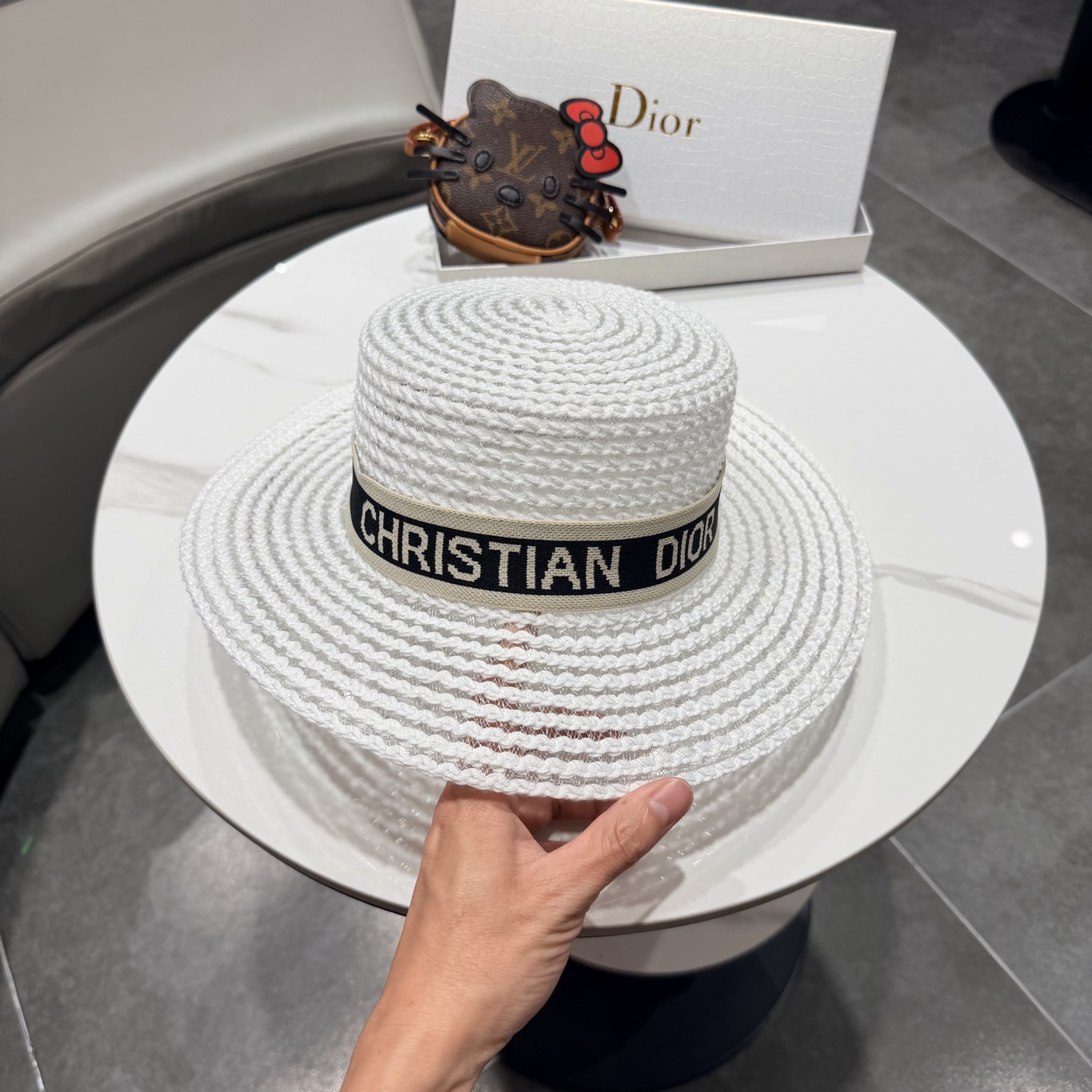 Dior迪奥新款平顶草帽 头围57cm