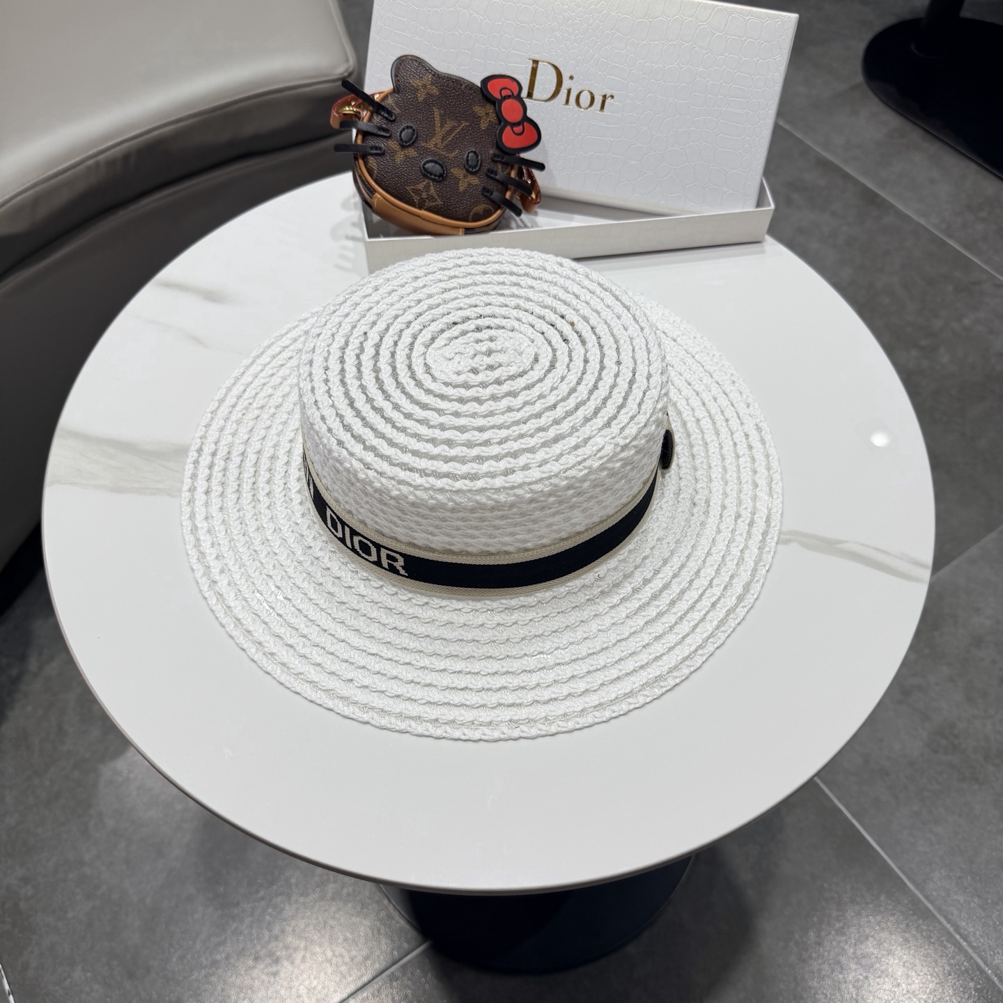 Dior迪奥新款平顶草帽 头围57cm