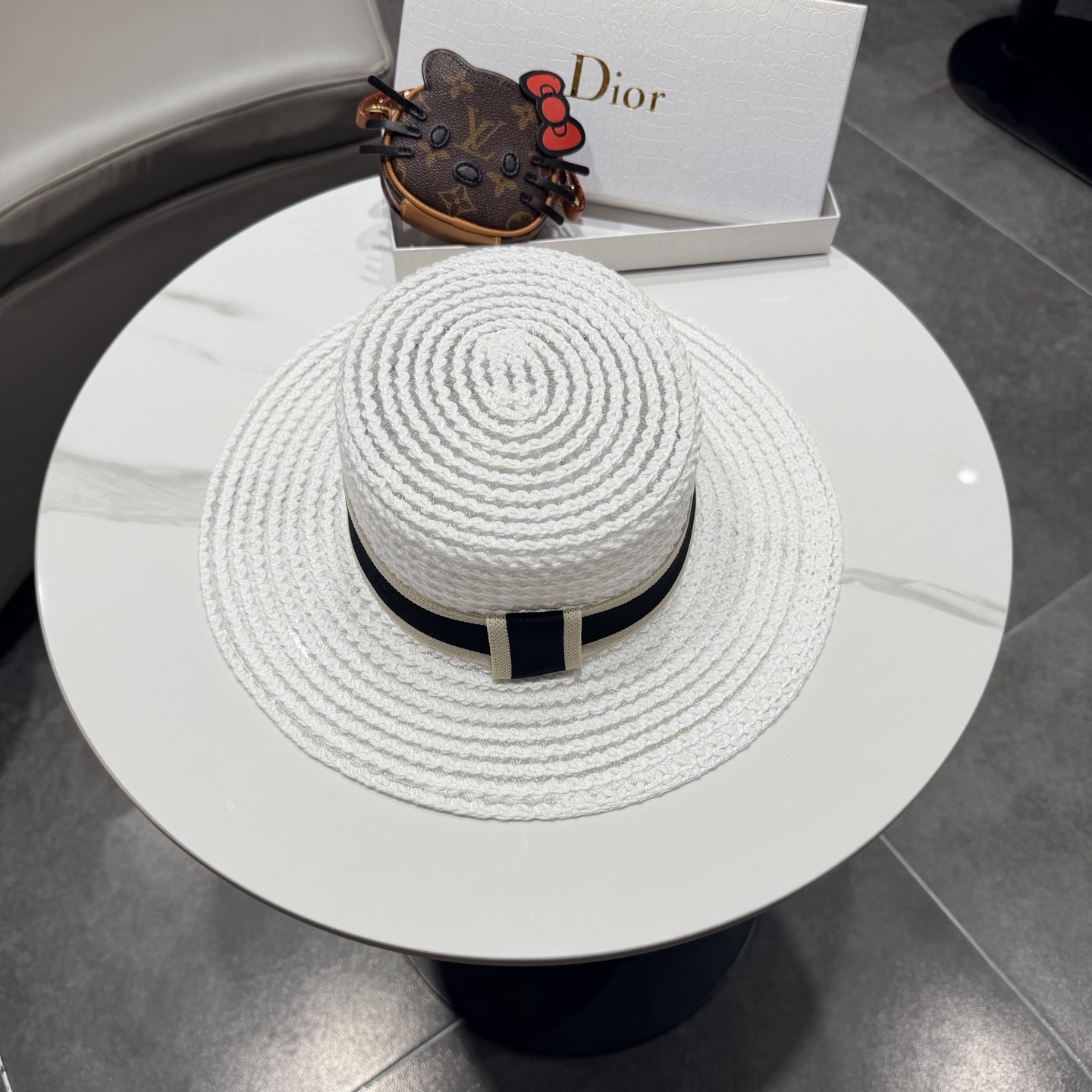 Dior迪奥新款平顶草帽 头围57cm