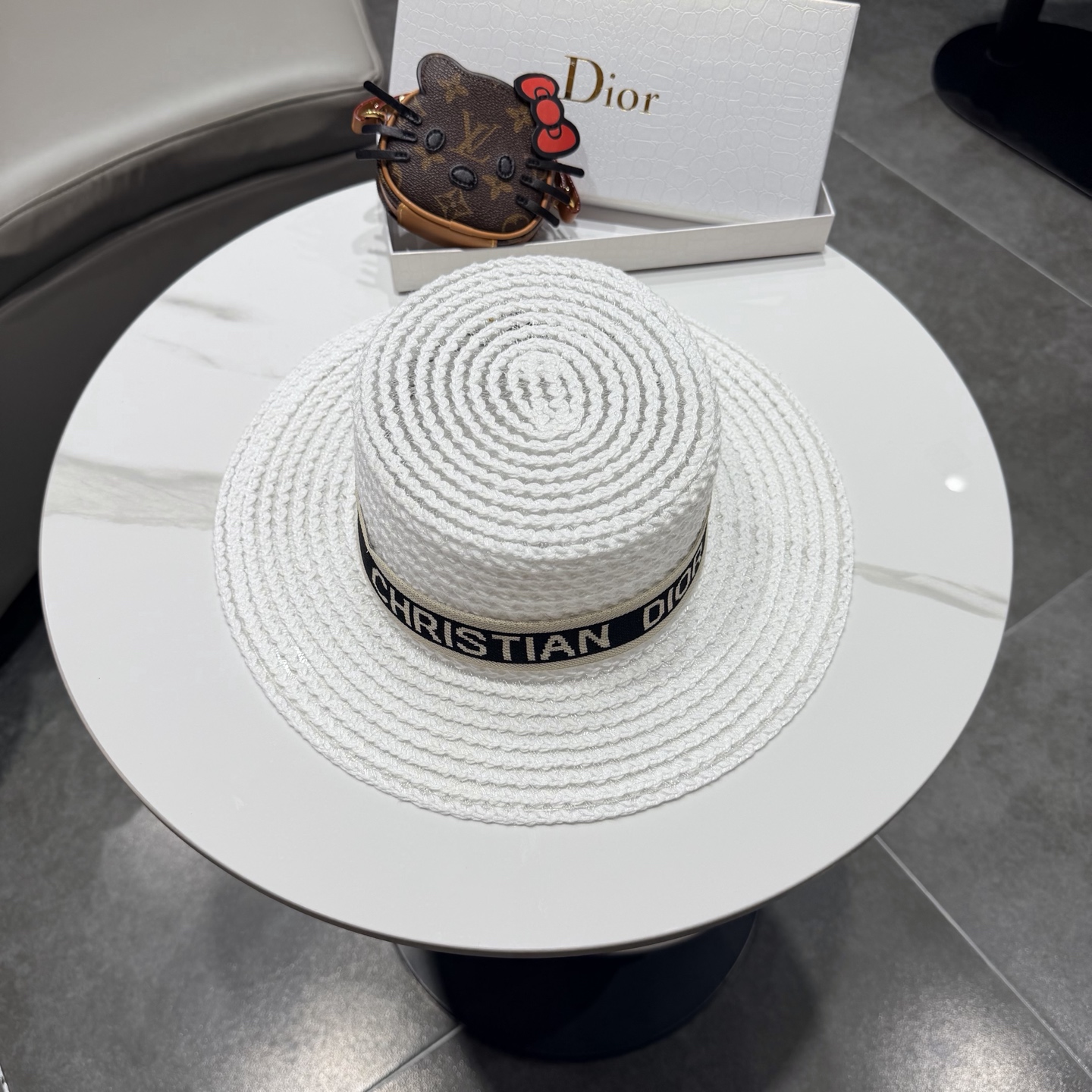 Dior迪奥新款平顶草帽 头围57cm